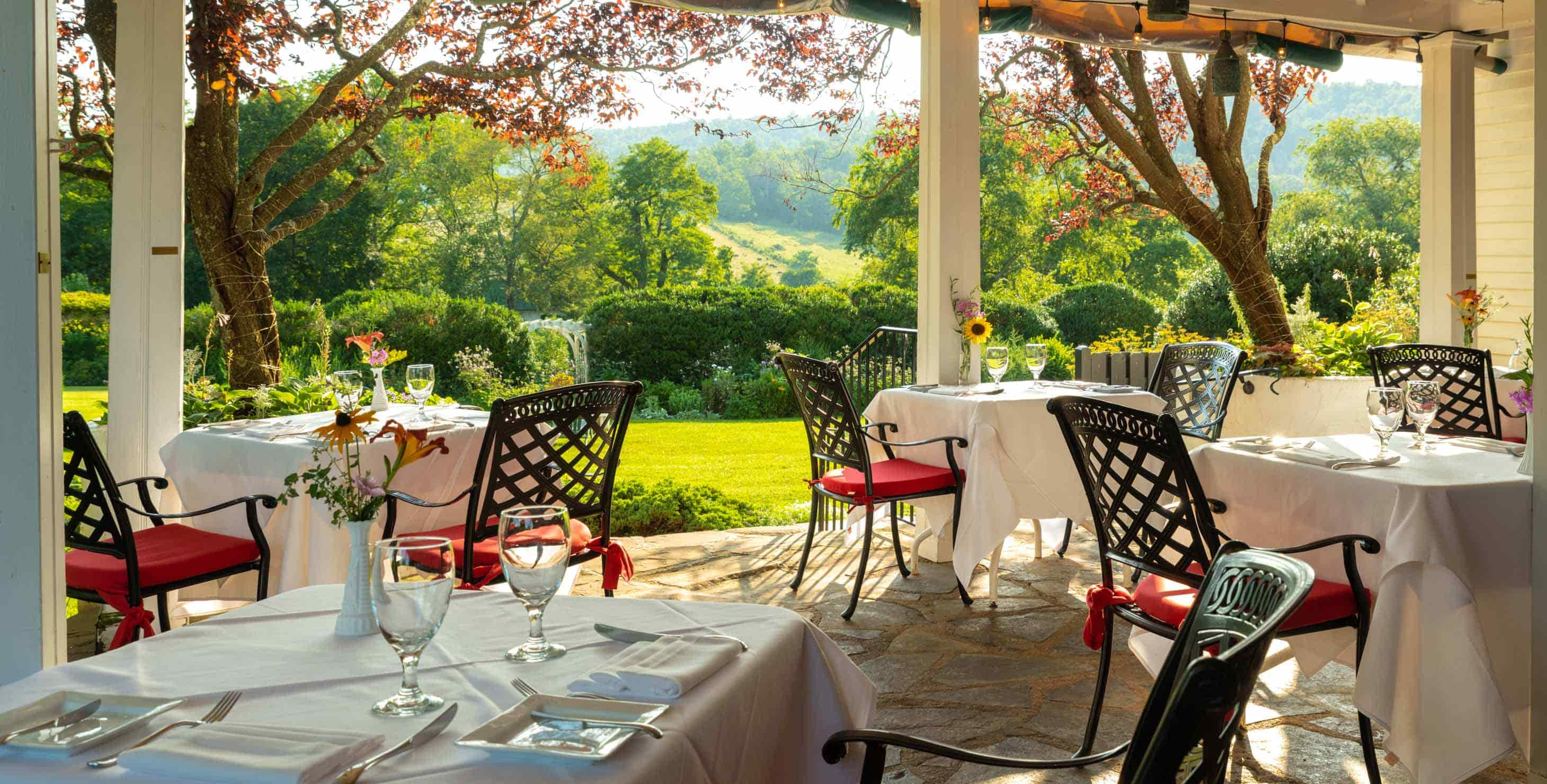 Restaurant patio in the afternoon sun