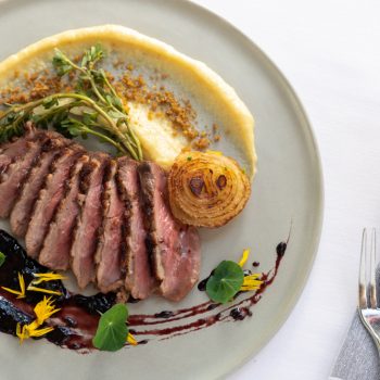 Beef served with seasonal vegetables