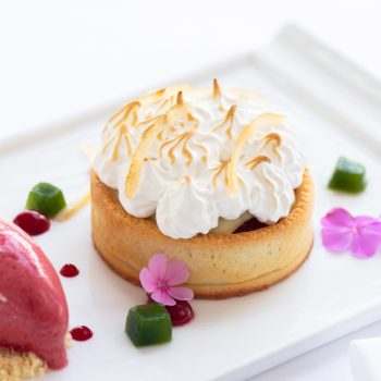 Delicate dessert with seasonal fruit