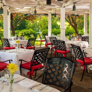 Restaurant patio in the afternoon sun